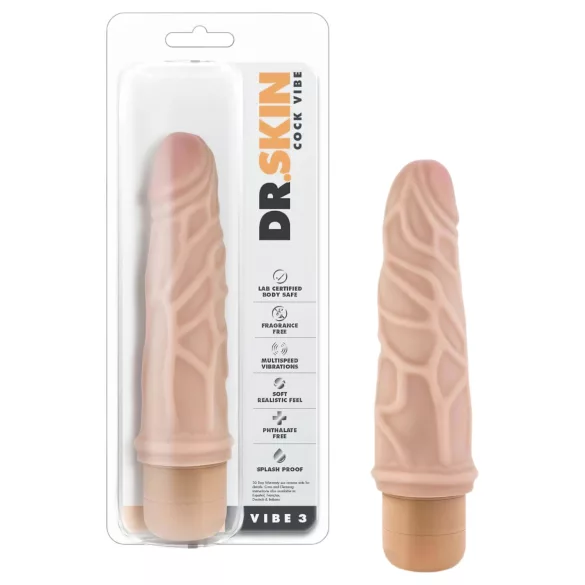 Dr. Skin Vibe No.3. - élethű vibrátor (natúr)