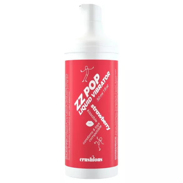 Crushious ZZ Pop - csókolható folyékony vibrátor eper (30ml)