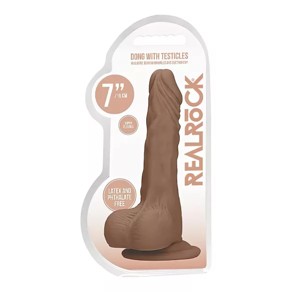 RealRock Dong 7 - herés élethű dildó (sötét natúr, 17 cm)