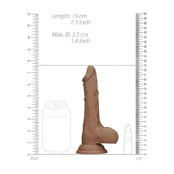 RealRock Dong 7 - herés élethű dildó (sötét natúr, 17 cm)