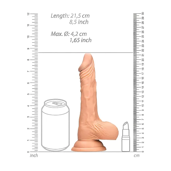 RealRock Dong 8 - élethű, herés dildó (20 cm, testszínű)