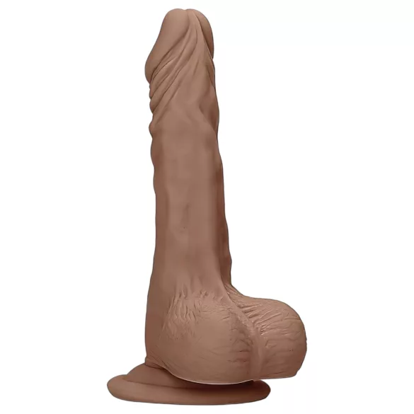 RealRock Dong 10 - élethű, herés dildó (25 cm) - sötét natúr