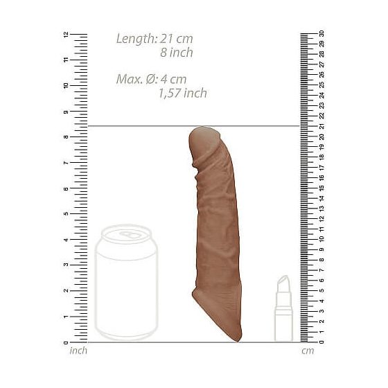 RealRock Penis Sleeve 8 - péniszköpeny (21cm) - sötét natúr