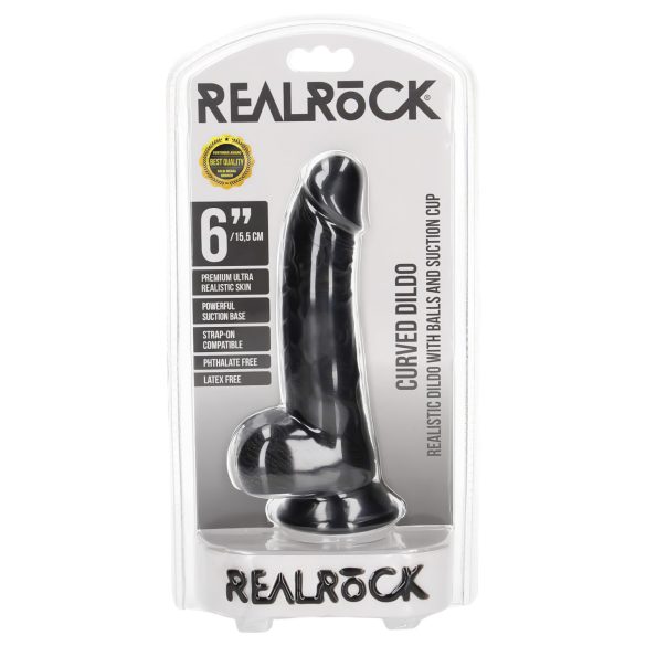 RealRock - tapadókorongos, realisztikus dildó - 15,5cm (fekete)