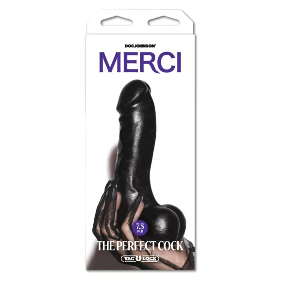 Doc Johnson The Perfect Cock - fekete élethű dildó (19 cm)