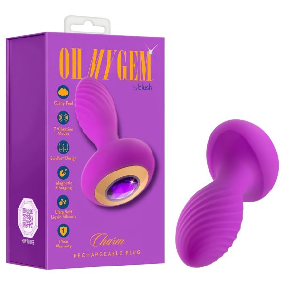 Oh My Gem - vibrációs anál plug kővel (lila)