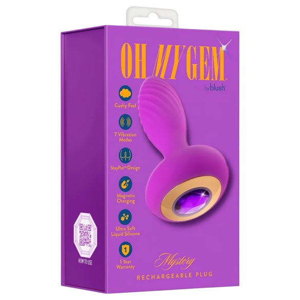 Oh My Gem - vibrációs anál plug kővel (lila)
