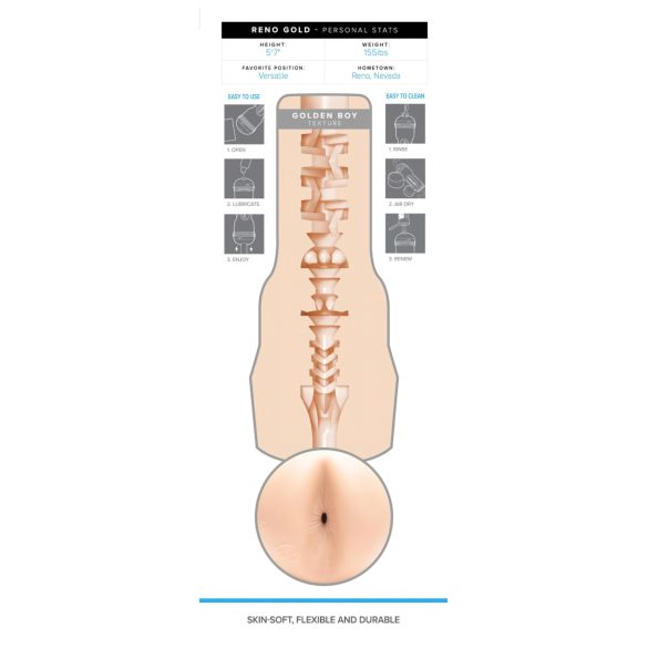 Fleshjack Reno Gold - élethű popsi maszturbátor (natúr)