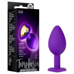 Temptasia S - arany köves, szíves anál plug (lila) - kicsi   Temptasia S - arany köves, szíves anál plug (lila) - kicsi