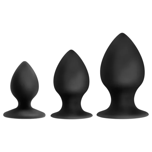 Anal Adventures Platinum Stout - anál plug szett - 3db (fekete)