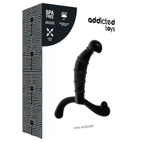 Addicted Toys - prosztata masszírozó és gátizgató dildó (fekete, 11,3 cm)