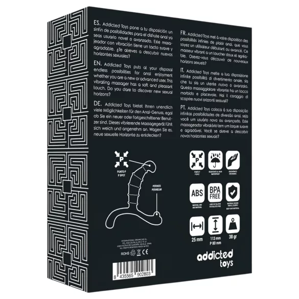Addicted Toys - prosztata masszírozó és gátizgató dildó (fekete, 11,3 cm)