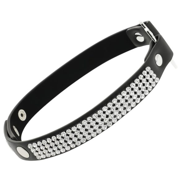 Coquette - strasszos choker szív medállal (fekete)
