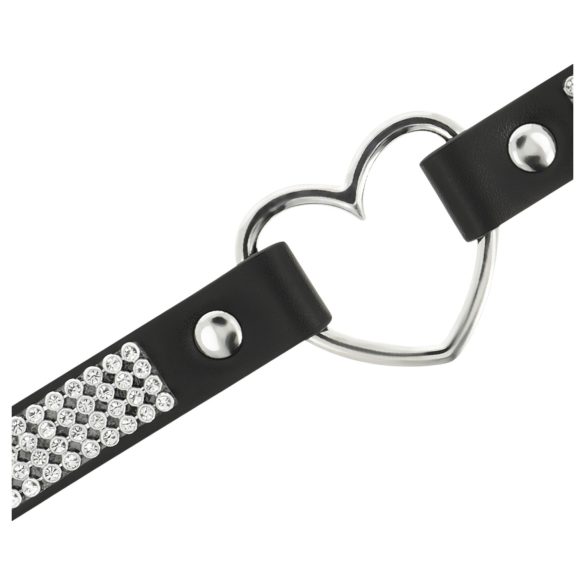 Coquette - strasszos choker szív medállal (fekete)