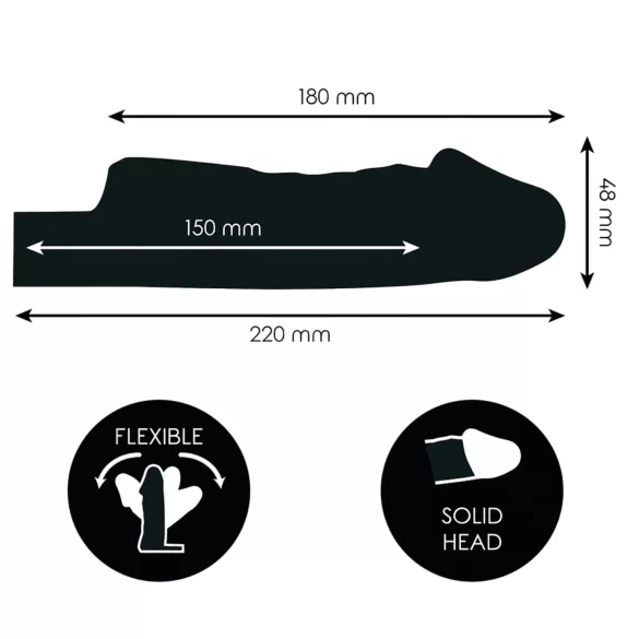 Addicted Toys - péniszköpeny heregyűrűvel - 27 cm (áttetsző)