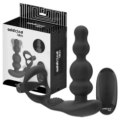   Addicted Toys - forgófejes anál vibrátor péniszgyűrűvel (fekete)