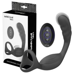   Addicted Toys - análvibrátor pénisz- és heregyűrűvel (fekete)