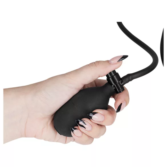 Fetish - felpumpálható nyakörv pórázzal (fekete)