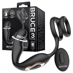   IntoYou Bruce - rádiós forgó prosztata vibrátor dupla gyűrűvel (fekete)
