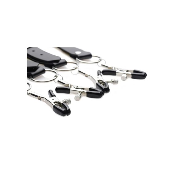 XR Brands - szeméremajak-széthúzó csipeszek (fekete)