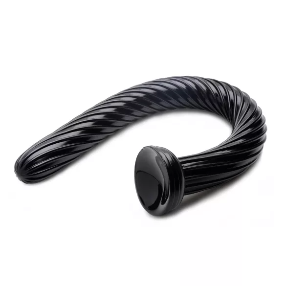 Hosed Spiral Anal Snake 19 - hosszú, tapadókorongos anál dildó (fekete)