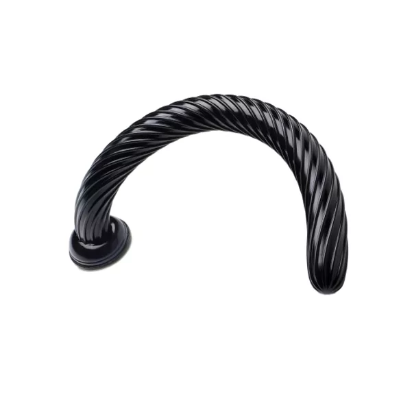 Hosed Spiral Anal Snake 19 - hosszú, tapadókorongos anál dildó (fekete)