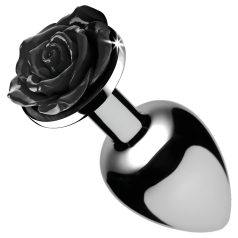   Booty Sparks Black Rose - alumínium anál plug (ezüst-fekete)