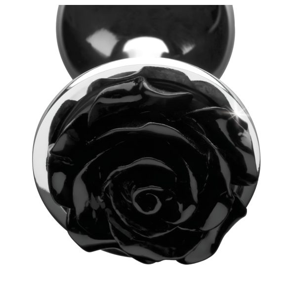 Booty Sparks Black Rose - alumínium anál plug (ezüst-fekete)