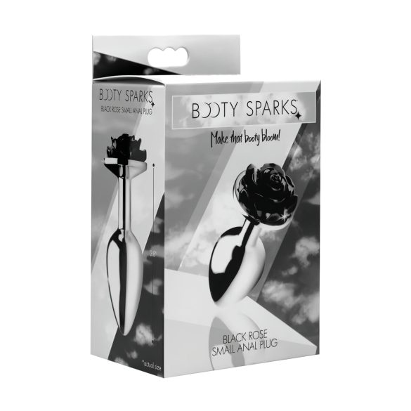 Booty Sparks Black Rose - alumínium anál plug (ezüst-fekete)