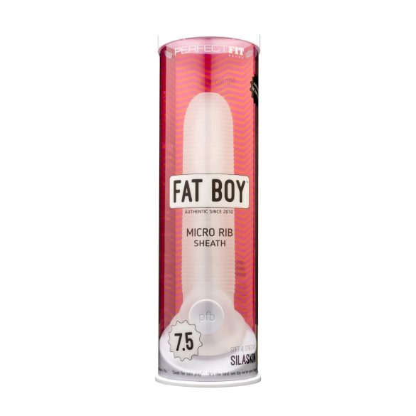 Fat Boy Micro Ribbed - péniszköpeny (19cm) - fehér