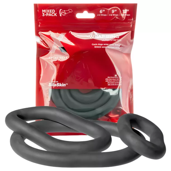Perfect Fit Ultra Wrap - vastag péniszgyűrű szett (fekete, 3 db)