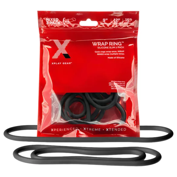 Perfect Fit Slim Wrap - vékony péniszgyűrű szett (fekete, 3 db)
