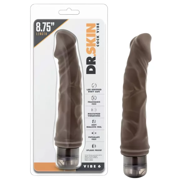 Dr. Skin Vibe No.6 - élethű, szabályozható rezgésű vibrátor (barna)