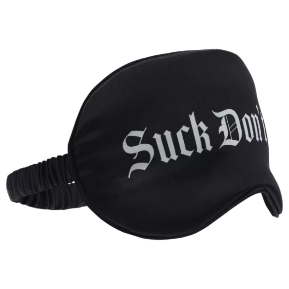 Ouch! Suck Don't Bite - feliratos szatén BDSM szemmaszk (fekete)