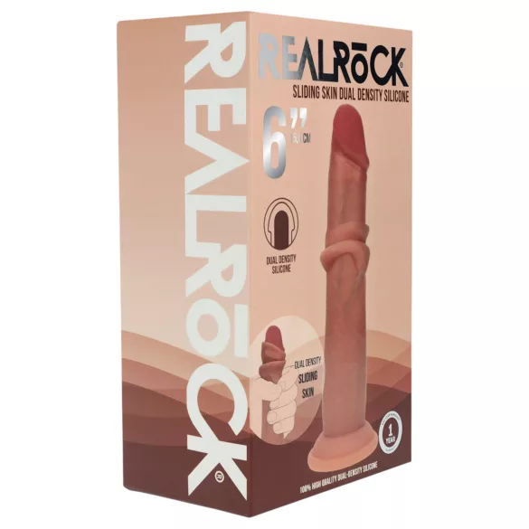 RealRock - dupla sűrűségű élethű dildó (napbarnított, 15,5 cm)