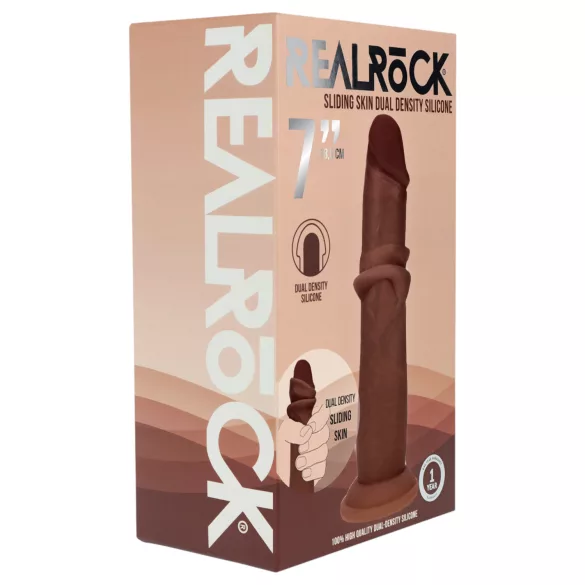 RealRock - dupla sűrűségű élethű dildó (barna, 18,5 cm)