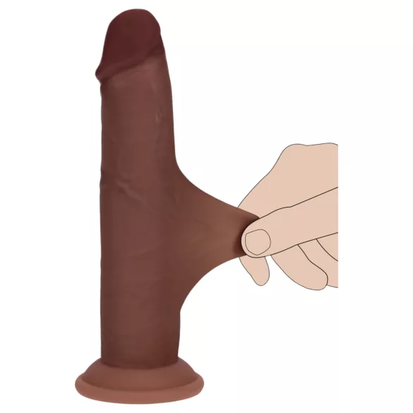 RealRock - dupla sűrűségű élethű dildó (barna, 20,5 cm)