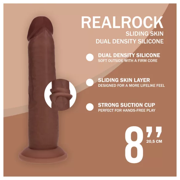 RealRock - dupla sűrűségű élethű dildó (barna, 20,5 cm)