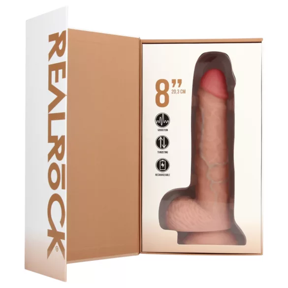 RealRock - tapadókorongos lökő vibrátor (natúr, 20,5 cm)