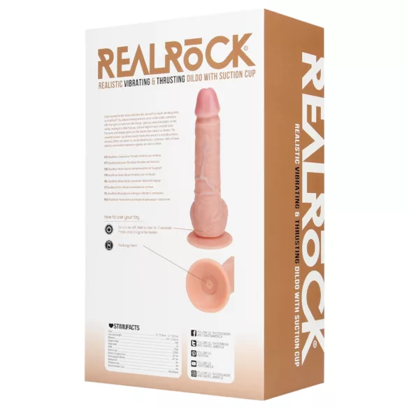 RealRock - tapadókorongos lökő vibrátor (natúr, 20,5 cm)