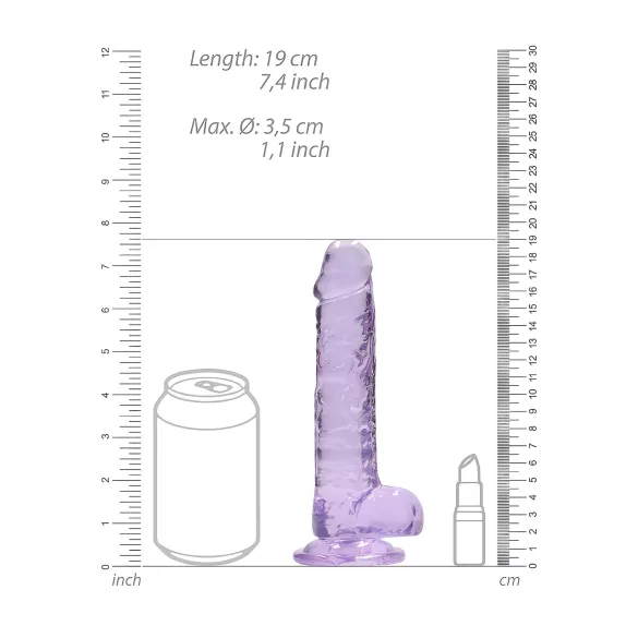 RealRock - átlátszó élethű dildó - lila (17cm)