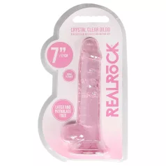 RealRock - átlátszó élethű dildó - pink (17cm)