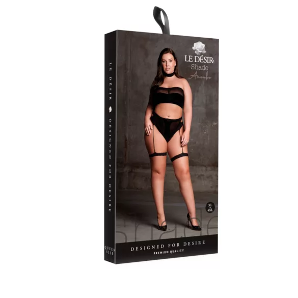 Le Désir Plus Size - 3 részes fehérnemű szett (fekete, XL-4XL)