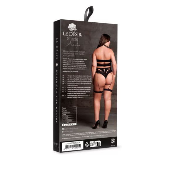 Le Désir Plus Size - 3 részes fehérnemű szett (fekete, XL-4XL)