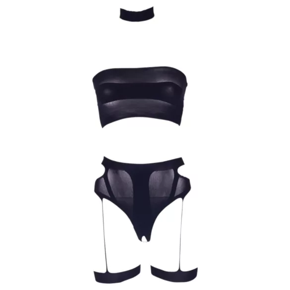 Le Désir Plus Size - 3 részes fehérnemű szett (fekete, XL-4XL)