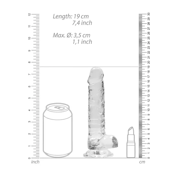 RealRock - átlátszó élethű dildó (átlátszó, 17 cm)