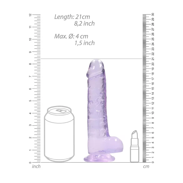 RealRock - átlátszó élethű dildó - lila (19cm)