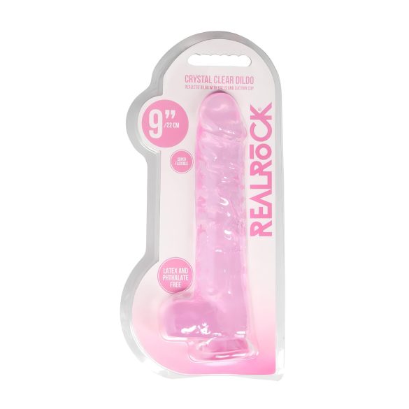 REALROCK - átlátszó élethű dildó - pink (22cm)