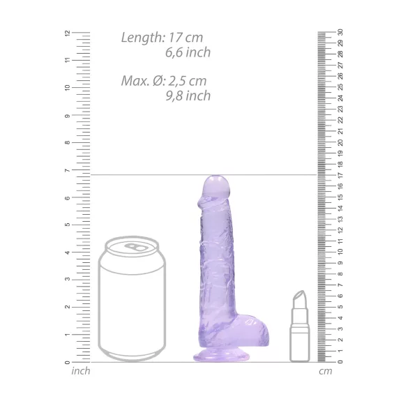 RealRock - átlátszó élethű dildó (lila, 15 cm)