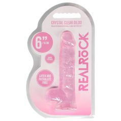 RealRock - átlátszó élethű dildó - pink (15cm) RealRock - átlátszó élethű dildó - pink (15cm)